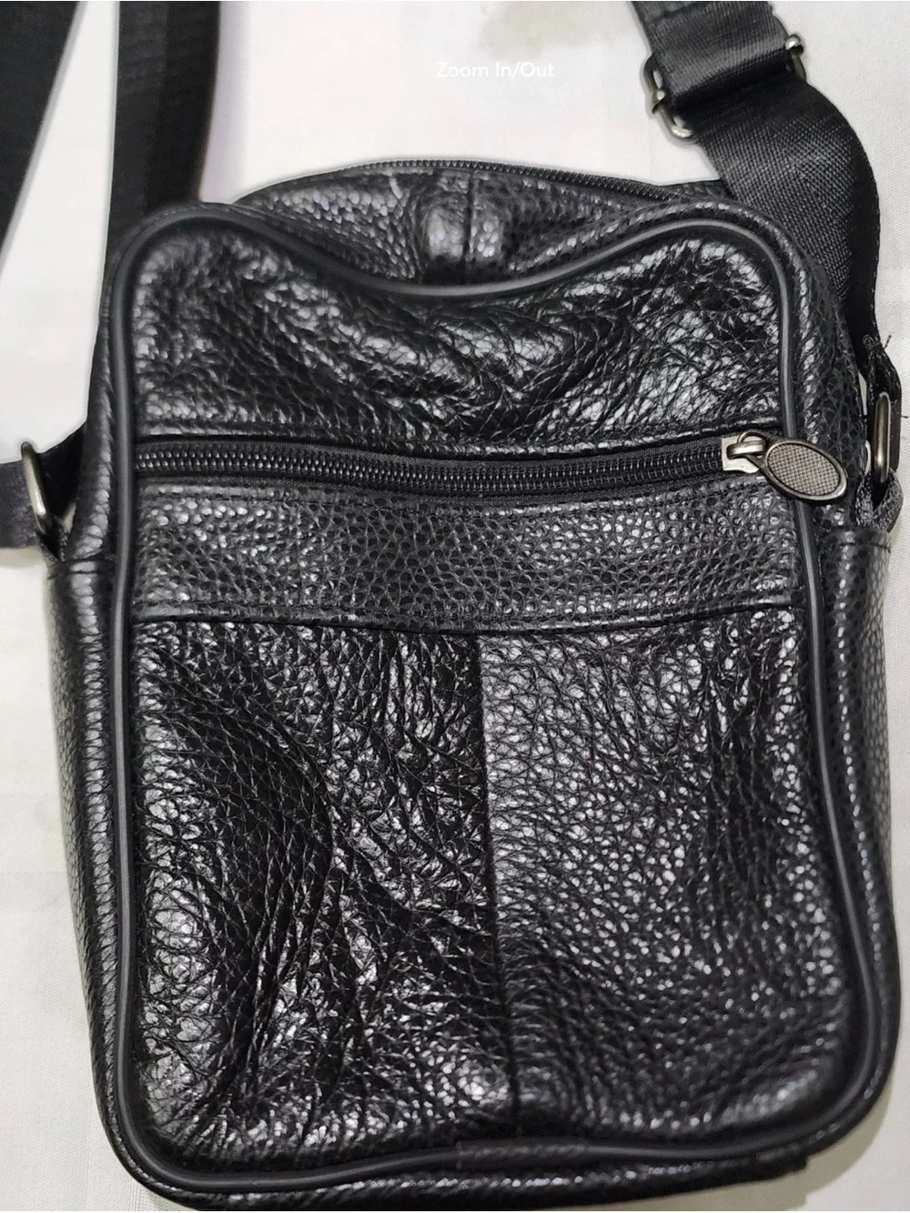 Men's Black Leather Crossbody Pouch - Classic Travel Organizer